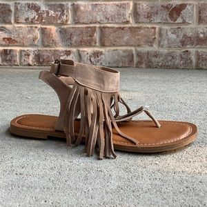 Restricted brand Tan/Grey Fringe Sandals